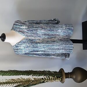 Apt. 9 Multicolored V-Neck Popover Blouse with Zipper Front